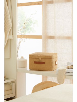 Küçük Boy Jüt Kumaş Valiz Düzenleyici Hurç 30X22X18