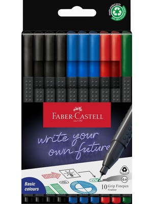 Hype Store Grip Finepen Ince Keçe Uçlu Kalem Seti, 10’lu, Ofis ve Günlük Kullanım, 0.4 mm Hassas Uç, Metal Dest