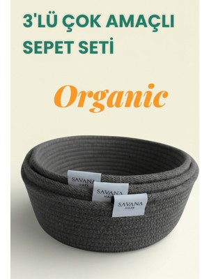 3’lü Çok Amaçlı Yuvarlak Hasır Sepet Seti, Şık ve Pratik Organizerler