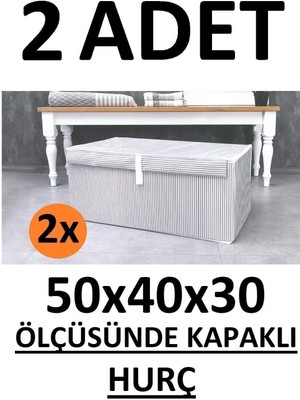 2 Adet Kapaklı Maxi Boy Kutu Hurç 50X40X30 Çok Amaçlı Saklama Çantası