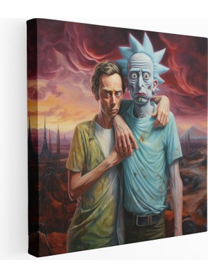 Popcas Duygusal Gerçekçi Kanvas Tablo Rick ve Morty Sonsuz Olasılıklar