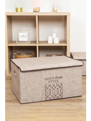 Hype Store Keçe Çok Amaçlı Kapaklı Düzenleyici Kutu (Mega , Bej)