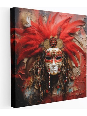 Popcas Kızılderili Kabartma Duvar Dekorasyonu - Kızılderili Maskesi Karma Medya Sanatı - Kızılderili Tüyler Kabile Maskesi Duvar Sanatı