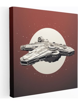 Popcas Star Wars Kanvas Tablo - Minimalist Millennium Falcon Duvar Sanatı - Duvar Dekorasyonu Minimalist Star Wars