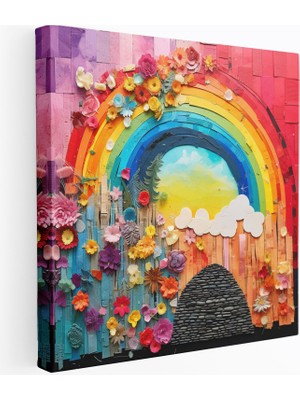 Popcas Gökkuşağı Dokulu Kanvas Tablo Dekoratif Duvar Sanatı