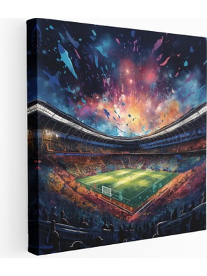 Popcas Yıldızlı Gece Futbol Stadyumu Kanvas Tablosu