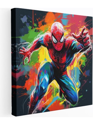 Popcas Spiderman Çizgi Roman Duvar Sanatı - Duvar Dekorasyonu Kanvas Tablo