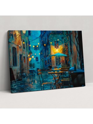 Popcas Gecede Kafe Terası Duvar Dekorasyonu - Vincent Van Gogh Kanvas Tablo Duvar Sanatı