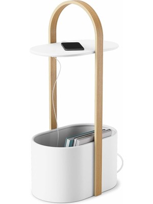 Hype Store Depolama ve Kablo Yönetimli Bellwood Yan Sehpa, Beyaz 9.5" x 13.7" x 27"