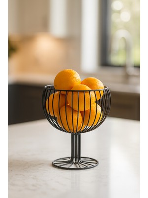 Şık Metal Mutfak Meyve Sepeti, Kadeh Görünümlü Dekoratif Tasarım