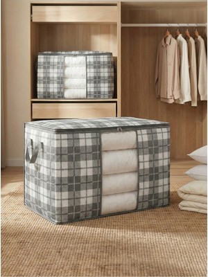 Çift Mega Boy Pencereli Gri Kare Desenli Ekose Yastık Yorgan Seti 90X50X50 cm