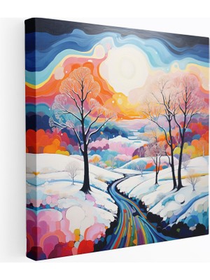 Popcas Kış Manzaralı Kanvas Tablo - Ev Dekorasyonu Karlı Doğa Manzarası