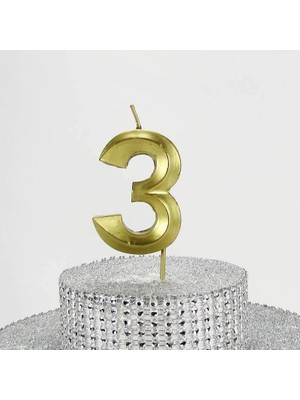 Hype Store 3 Üç Rakamlı Gold (Altın) Mum 6.5 cm