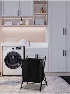 Paslanmaz Metal Çok Amaçlı Siyah Çamaşır ve Eşyalar Sepeti