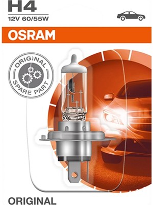Hype Store Osram H4 Orijinal Halojen Far Ampulü, Tekli Paket 12V 60/55W, Tek Ampul Made In Germany