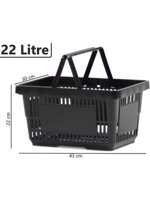Sağlam ve Hafif 22 Litre Siyah Plastik Market Alışveriş Sepeti