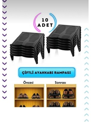 10'lu Çiftli Ayakkabı Rampası Raf Düzenleyici Seti
