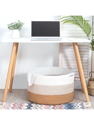 Şık Çok Amaçlı Hasır Sepet, Banyo ve Dekor Için 40X45 Çift Renk