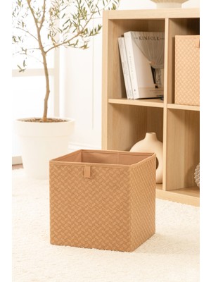 Balıksırtı Desenli Bej Katlanabilir Dolap Içi Organizer, Çamaşır ve Oyuncak Saklama