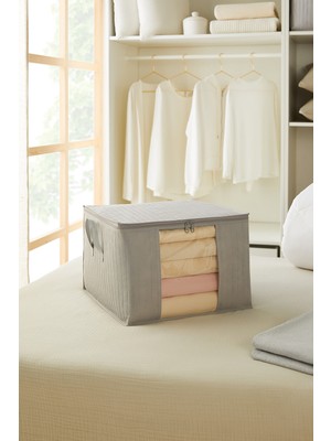 Orta Boy Pencereli Gri Kapitone Kazak Pike Battaniye 45X40X30