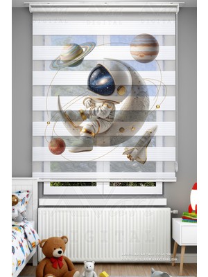 Avart Digital Astronot ve Uzaylı Temalı Zebra Stor Perde - Dijital Baskılı Zebra Stor Perde