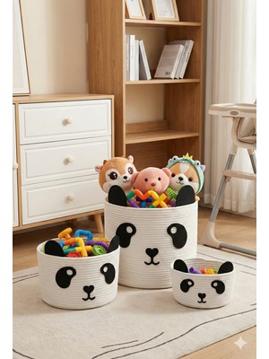 3'lü Panda Sepet Seti, Oyuncak ve Düzenleme Organizeri, Bebek Hediye