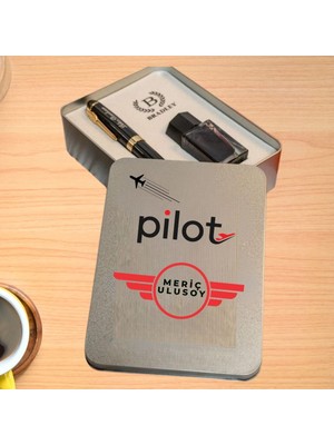 Hediye Vakti Pilotlara Özel Isim Yazılı Dolma Kalem Seti – Havacılık Temalı Kişiye Özel Prestij Kalemi