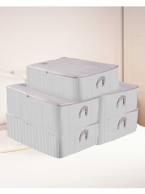 5'li Mega Boy Gri Çizgili Baza Altı Düzenleyici 74X46X22