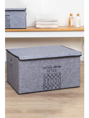 Gri Keçe Kapaklı Çok Amaçlı Mega Plus Kutu 57X41X31 cm