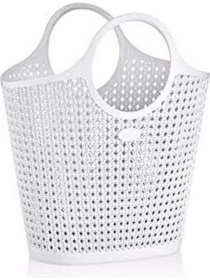 Beyaz Örgü Desenli 25 Litre Çanta, Şık ve Kullanışlı Taşıma Çözümü