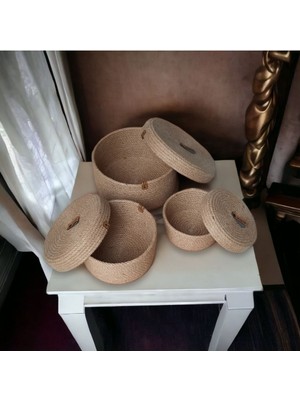 El Yapımı Hasır Sepet Takımı 3'lü, Dekoratif ve Şık Tasarım