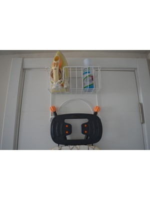 Kapı Arkası Beyaz Ütü ve Ütü Masası Askısı Bakır Malzemeden Yapılmış Düzenleyici Raf