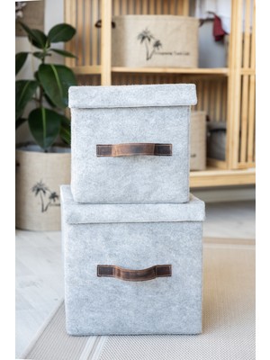 Iki Parça Keçe Organizer Seti, Takı, Makyaj ve Ofis Düzenleme Kutuları