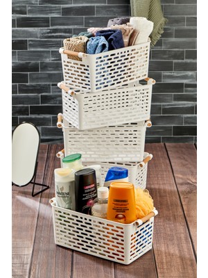 5'li Çok Amaçlı Plastik Organizer Sepetleri, Dolap ve Çekmece Düzenleyici