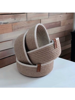 4'lü Ekru Hasır Sepet Takımı, Düzenleyici ve Organizer Seti