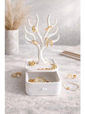 3D Baskı Premium Takı Standı ve Organizer, Çekmeceli Ağaç Tasarımı