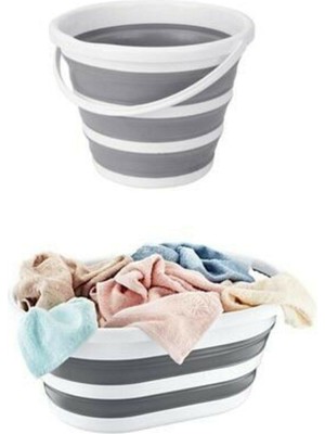 Katlanabilir 2'li Çamaşır ve Temizlik Sepeti, Akordiyon Su Kovası Seti