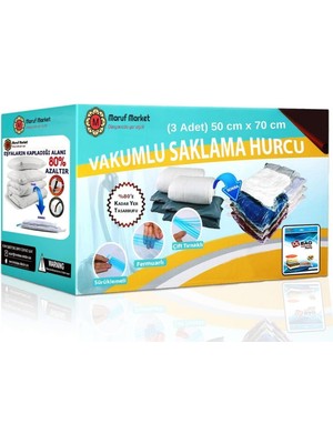 3'lü Yüksek Kaliteli Vakumlu Yastık Hurcu, 50X70 Cm, Çevirmeli Kapak