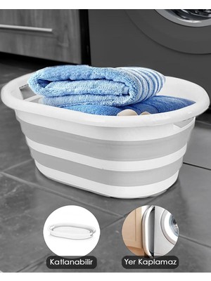 Pratik Katlanabilir Silikon Çamaşır Sepeti, Şık ve Hafif Tasarım
