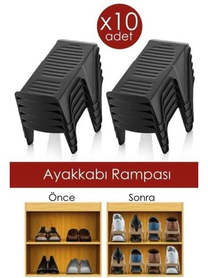 10'lu Ayakkabı Düzenleme Rampası Seti, Pratik ve Şık Depolama Çözümü