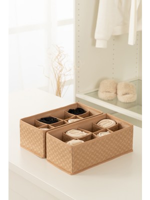 Çocuk Odası 8 Bölmeli Bej Dolap Çekmece Içi Çorap Düzenleyici Organizer