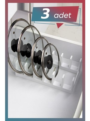 Beyaz 6 Bölmeli Tencere Kapağı Organizeri, Pratik ve Şık Düzenleme