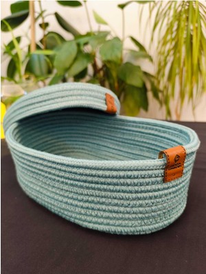 Oval Jüt Hasır Sepet, Kapaklı Organizer, 30X20 Cm, Şık ve Pratik Tasarım