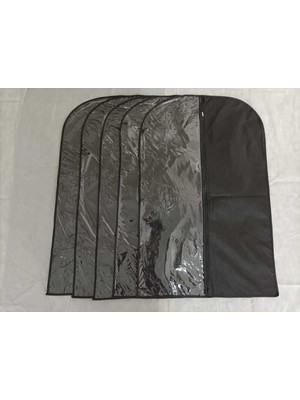 Şeffaf Pvc Takım Elbise Kılıfı, 64X100 Cm, 5'li Paket, Siyah