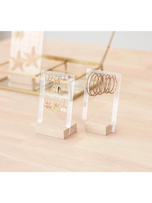 Şık Çift Bölmeli Akrilik Askı ve Teşhir Küpelik Seti