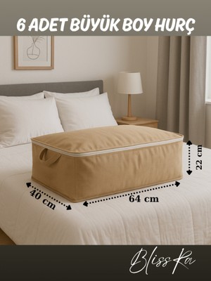 6’lı Baza Altı Hurç Seti, 64X40X22CM, Sütlü Kahve, Soft Kumaş Için