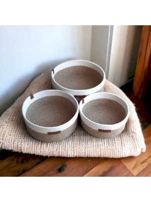 Içeriği Düzenleyen Doğal Jüt Hasır Sepet Takımı, Şık ve Pratik Kullanım