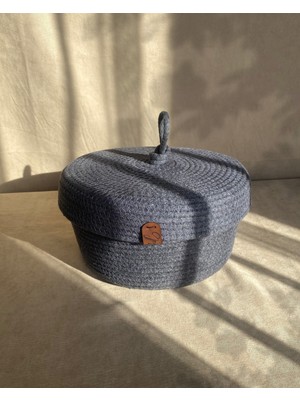 Antrasit Kapaklı Organizer Sepet, Havlu, Takı ve Ekmek Saklama Kutusu