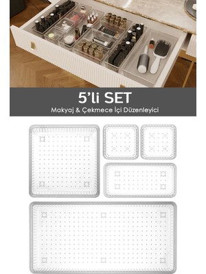 5'li Çok Amaçlı Çekmece Organizer – Kozmetik, Takı ve Makyaj Düzenleyici