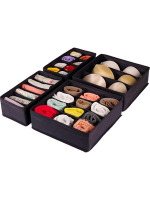 Lacivert Çocuk Odası 4'lü Dolap Çekmece Çorap Organizer Seti